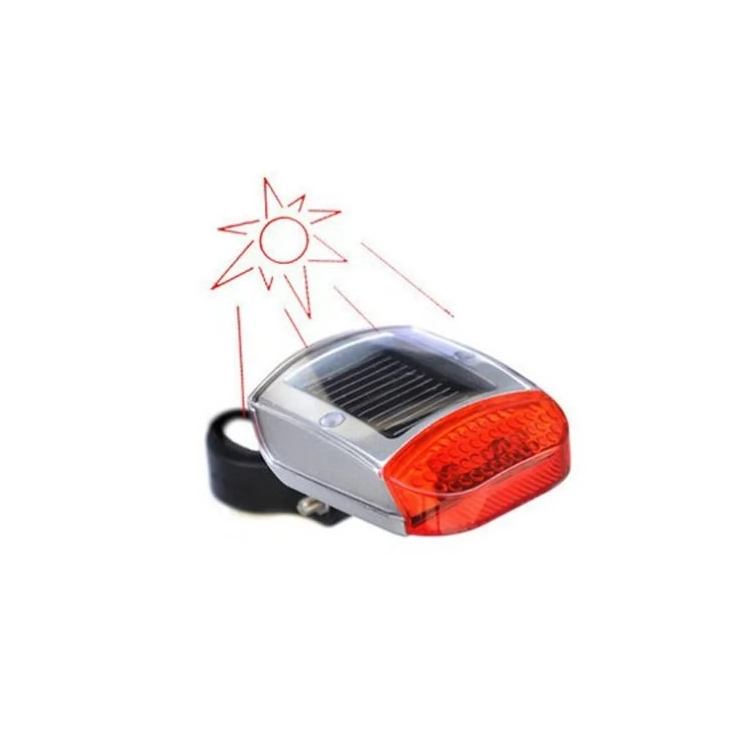 Solar Bike Warning Alert Red LED Tail Light 3 Modes