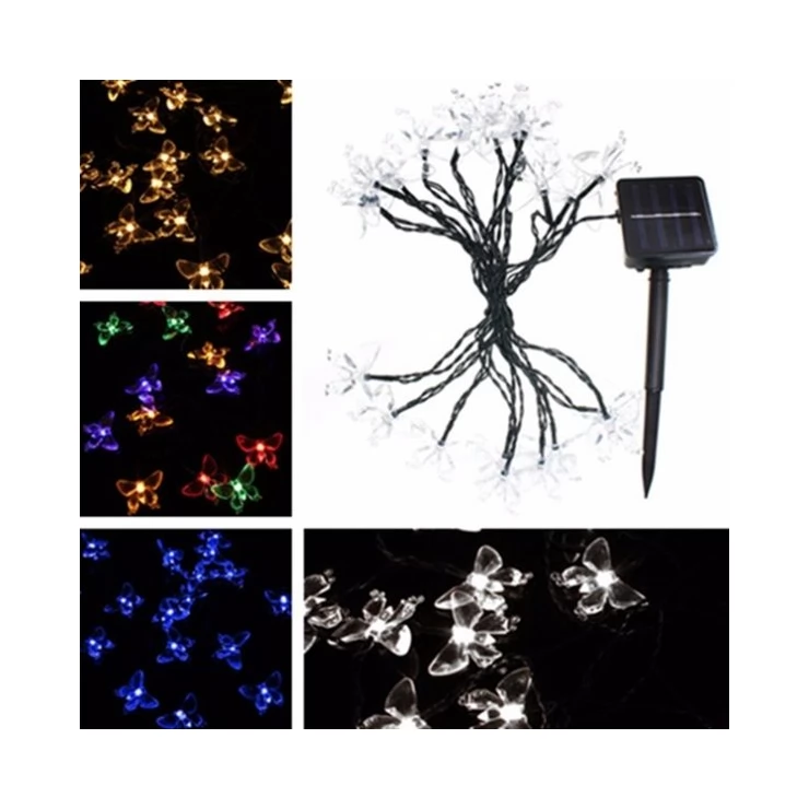 Solar Colorful Butterfly String 20 LED Fairy Lights Party Tree Decor