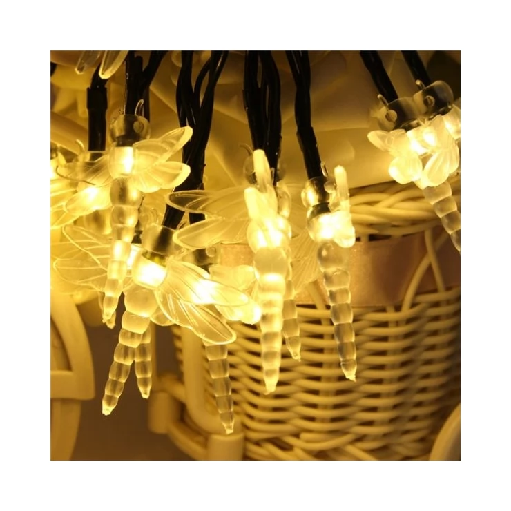 Solar Colorful Dragonfly Fairy Lights 20 LED Party Outdoor Decoration