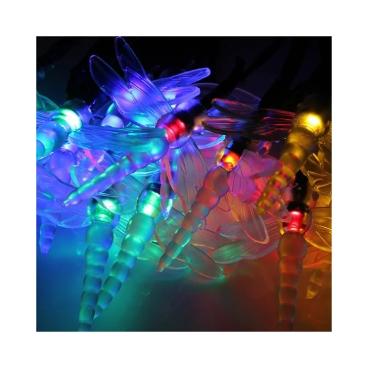 Solar Colorful Dragonfly Fairy Lights 20 LED Party Outdoor Decoration