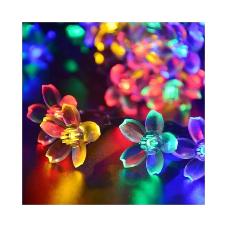 Solar Colorful Flower String 50 LED Fairy Lights Party Outdoor Holiday Decoration