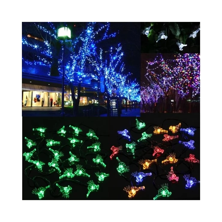 Solar Colorful Small Deer String Fairy Lights 20 LED Party Tree Decor