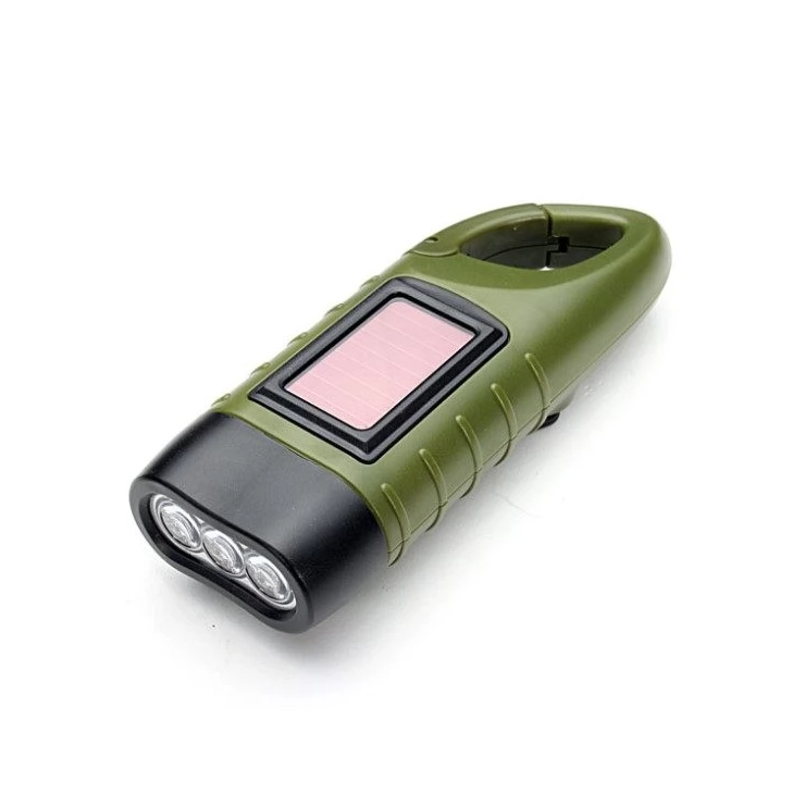 Hand Crank Dynamo Solar Flashlight for Camping
