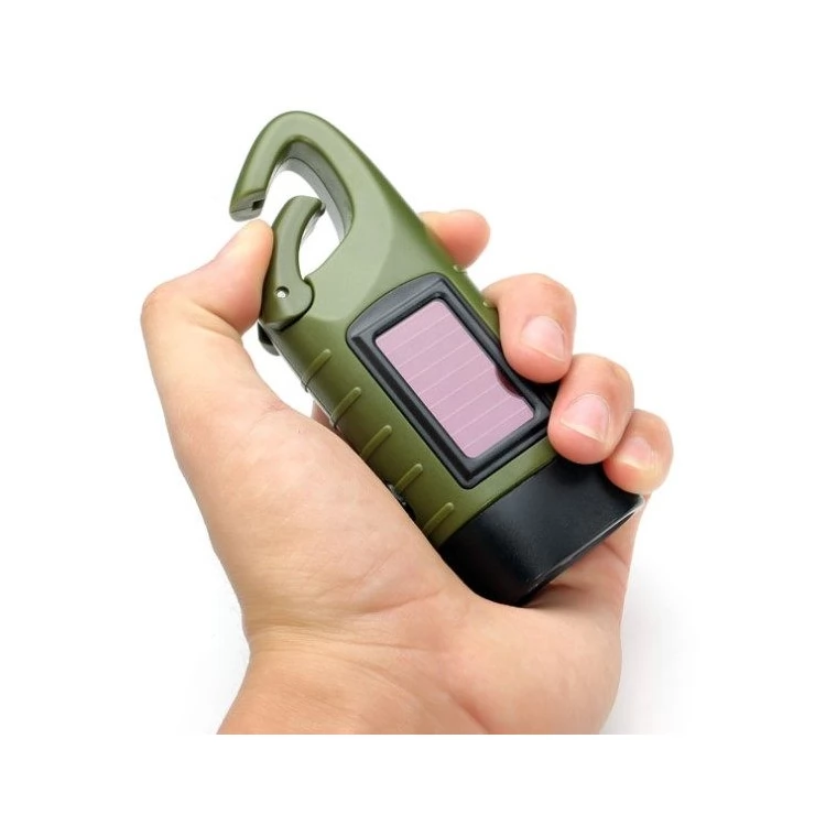 Hand Crank Dynamo Solar Flashlight for Camping