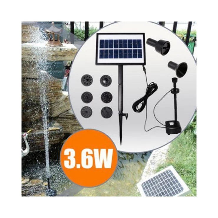 Solar Fountain with 9V Brushless Water Pump Built-In Battery and LED Light for Garden Landscape Home