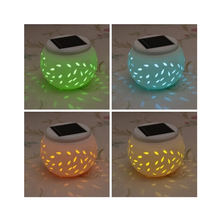 Indoor solar light Ceramic Color Changing Solar Table Lamp suitable for Garden