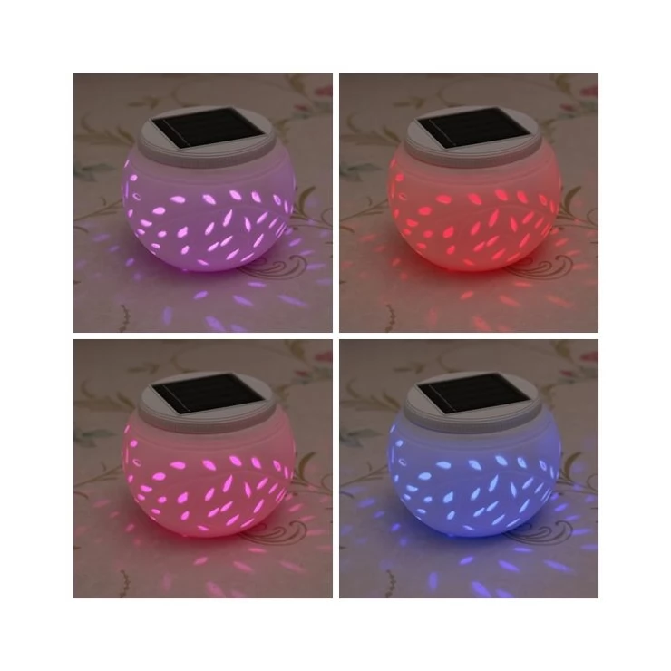 Indoor solar light Ceramic Color Changing Solar Table Lamp suitable for Garden