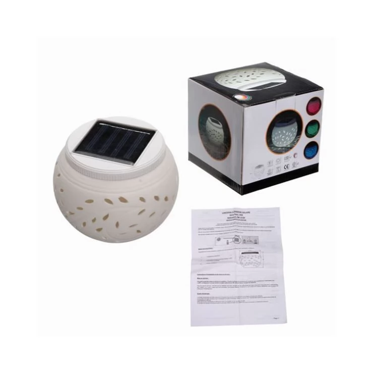 Indoor solar light Ceramic Color Changing Solar Table Lamp suitable for Garden