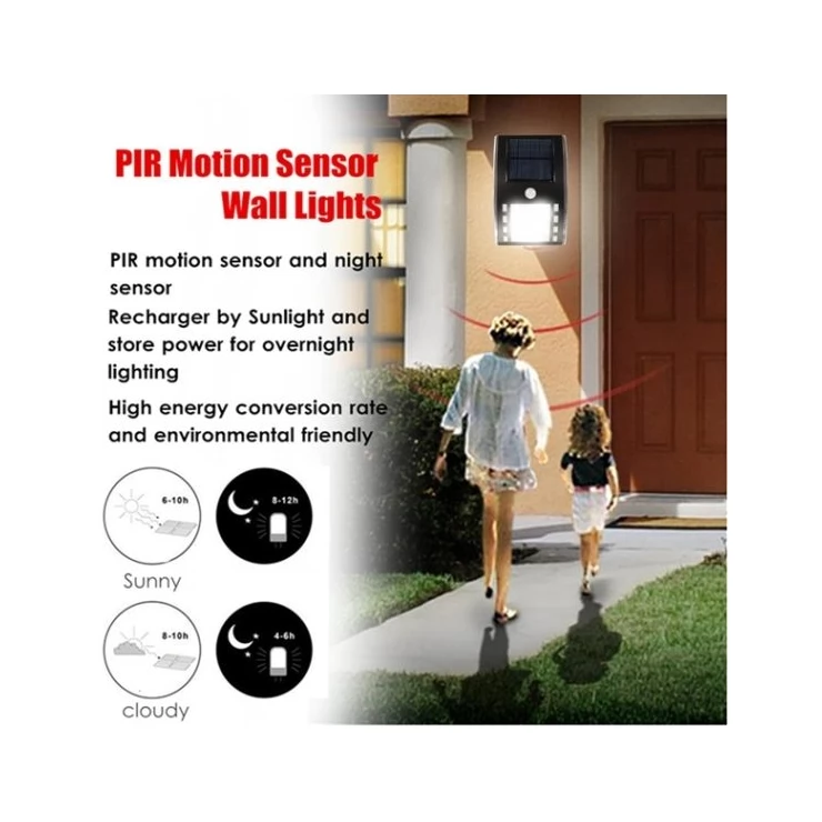 LED Solar Pathway emergency Light with PIR Motion Sensor Wall Mount