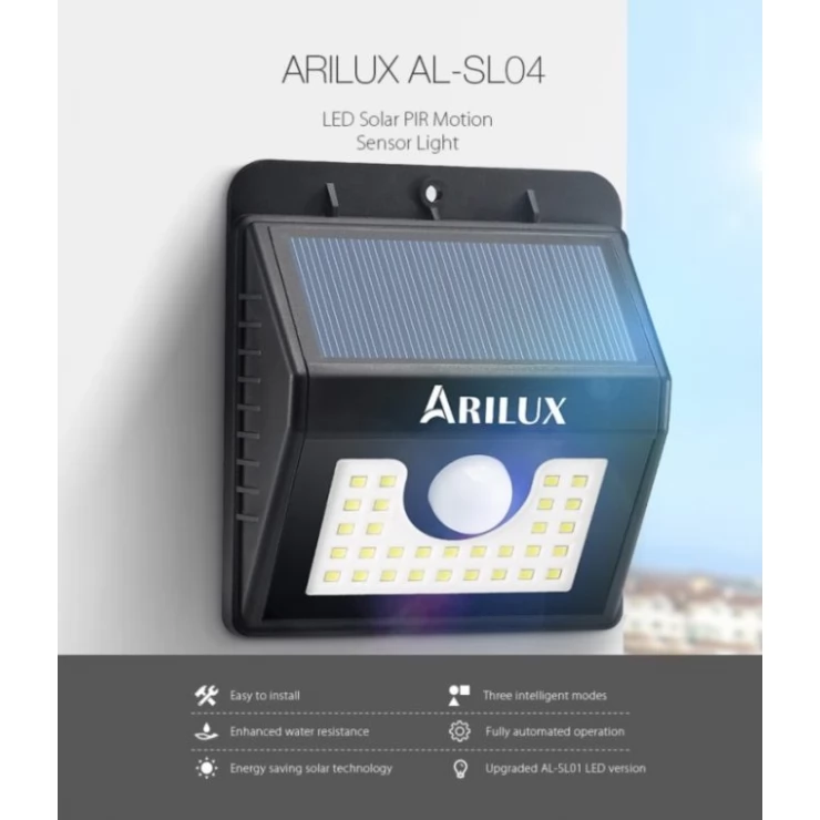 Bright Solar 30 LED security wall light with PIR Motion Sensor