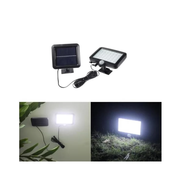 Ultra-Bright 56 LED Solar Flood Light with Security PIR motion sensor and wall mount