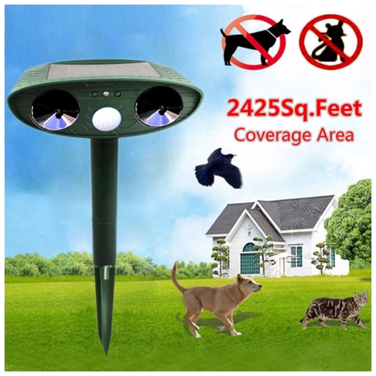 Ultrasonic dual speaker Solar animal repeller with Motion Sensor