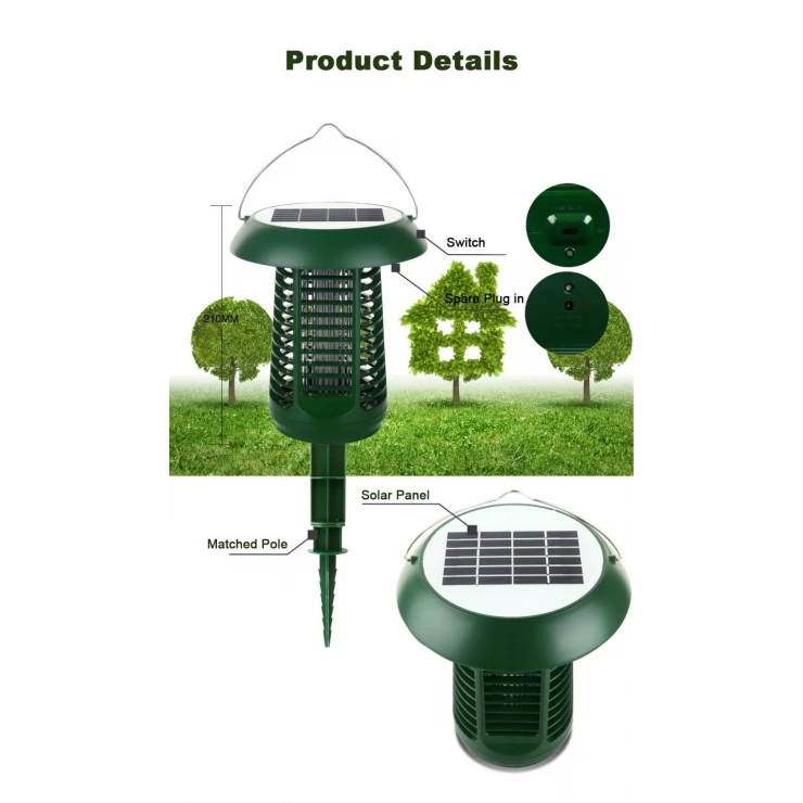 Solar bug zapper 2 in 1 outdoor LED Mosquito Killer Lamp Home