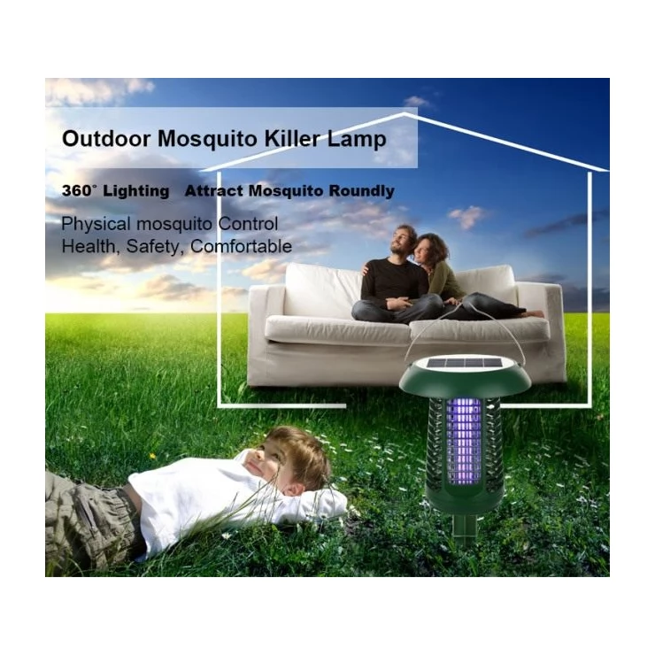 Solar bug zapper 2 in 1 outdoor LED Mosquito Killer Lamp Home