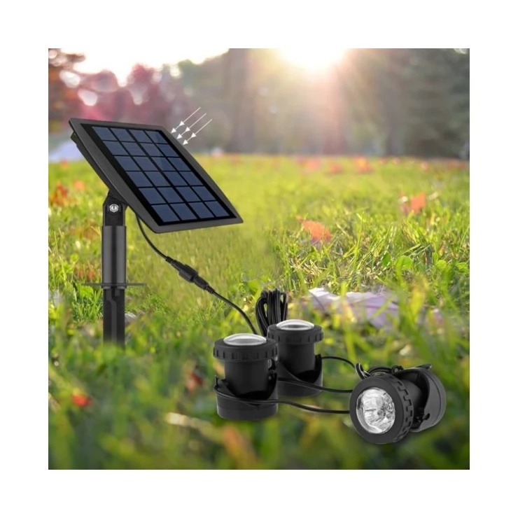 Underwater submersible LED Solar Pool Lights with triple spotlight heads