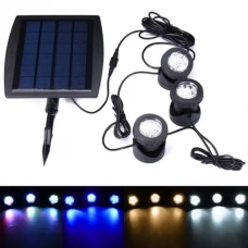 Underwater submersible LED Solar Pool Lights with triple spotlight heads