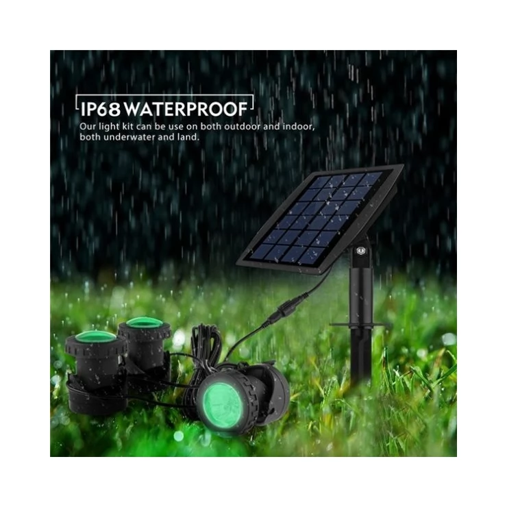 Underwater submersible LED Solar Pool Lights with triple spotlight heads