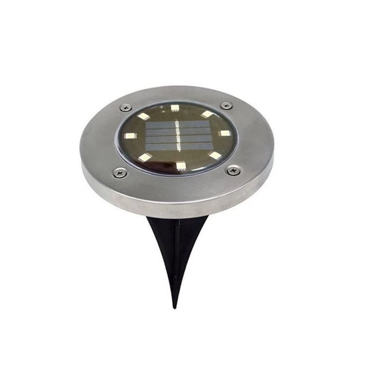 Set of Stainless Steel 8 LED Ground Solar Path Light for Deck, Driveway & Garden
