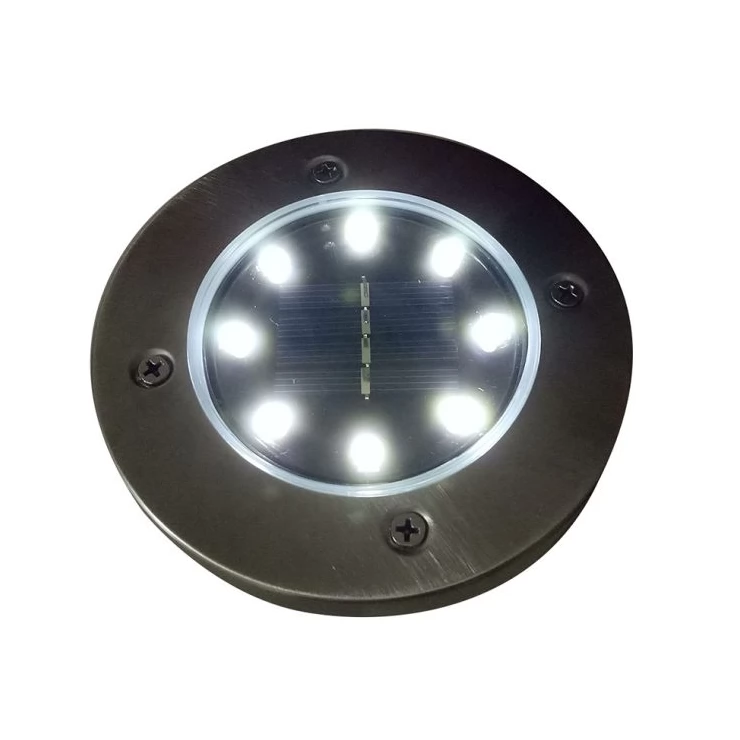 Set of Stainless Steel 8 LED Ground Solar Path Light for Deck, Driveway & Garden