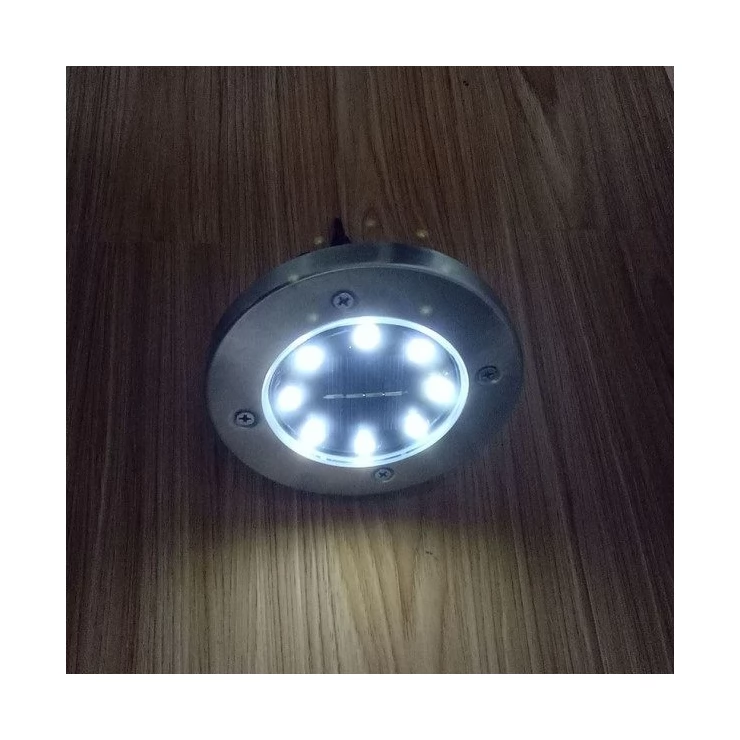 Set of Stainless Steel 8 LED Ground Solar Path Light for Deck, Driveway & Garden