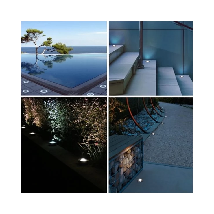 Set of Stainless Steel Buried 1W Bright Solar Path Light for Deck Garden Lawn