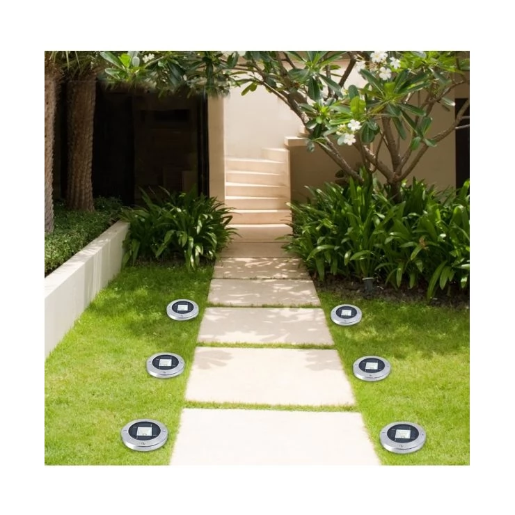 Set of Stainless Steel Buried 1W Bright Solar Path Light for Deck Garden Lawn