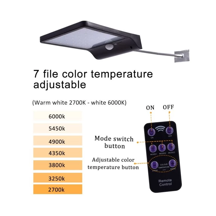 Outdoor 48 LED Security Solar street lamp with Sensor Remote Control