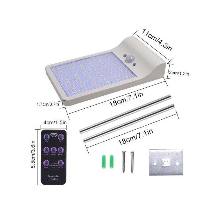Outdoor 48 LED Security Solar street lamp with Sensor Remote Control