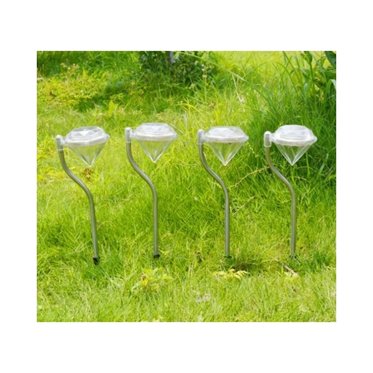 Outdoor Diamond LED Solar Path Lights for Garden Lawn Pathway Set of 4