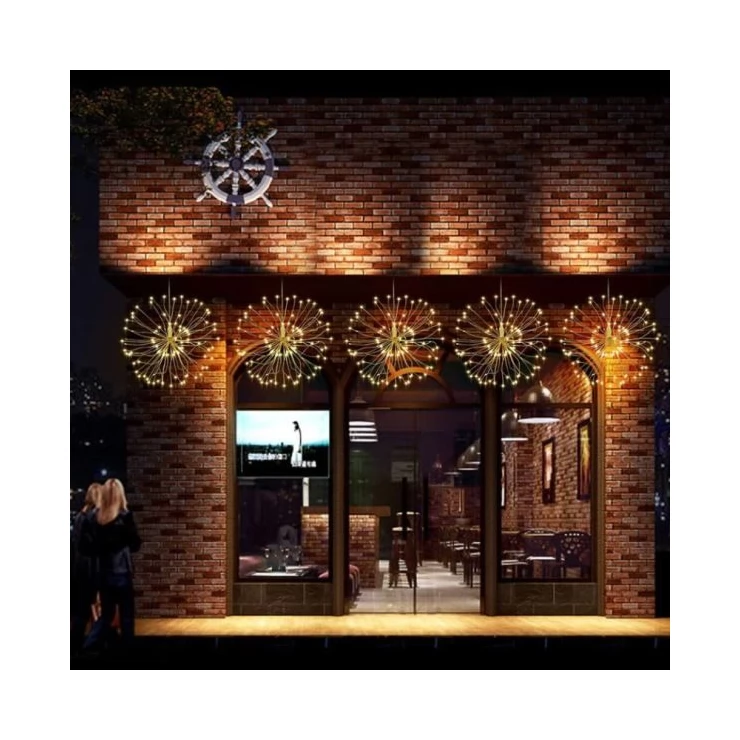 Firework 200 LED Solar Christmas Lights Decoration Starburst Hanging Garland