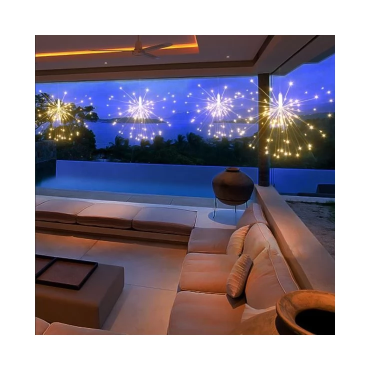Firework 200 LED Solar Christmas Lights Decoration Starburst Hanging Garland