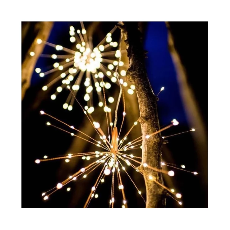 Firework 200 LED Solar Christmas Lights Decoration Starburst Hanging Garland