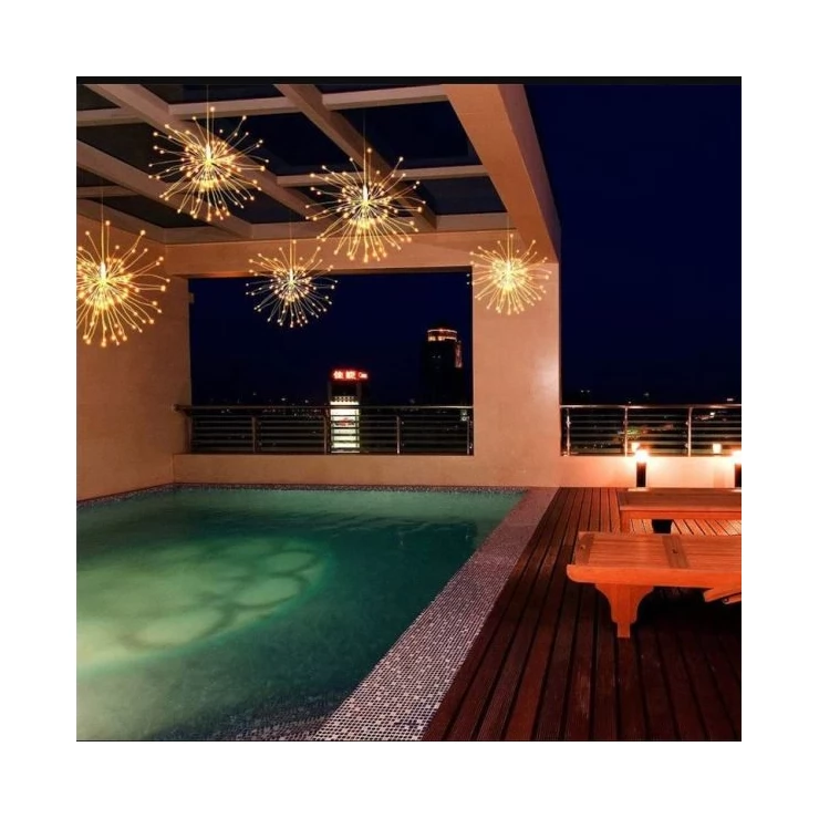 Firework 200 LED Solar Christmas Lights Decoration Starburst Hanging Garland