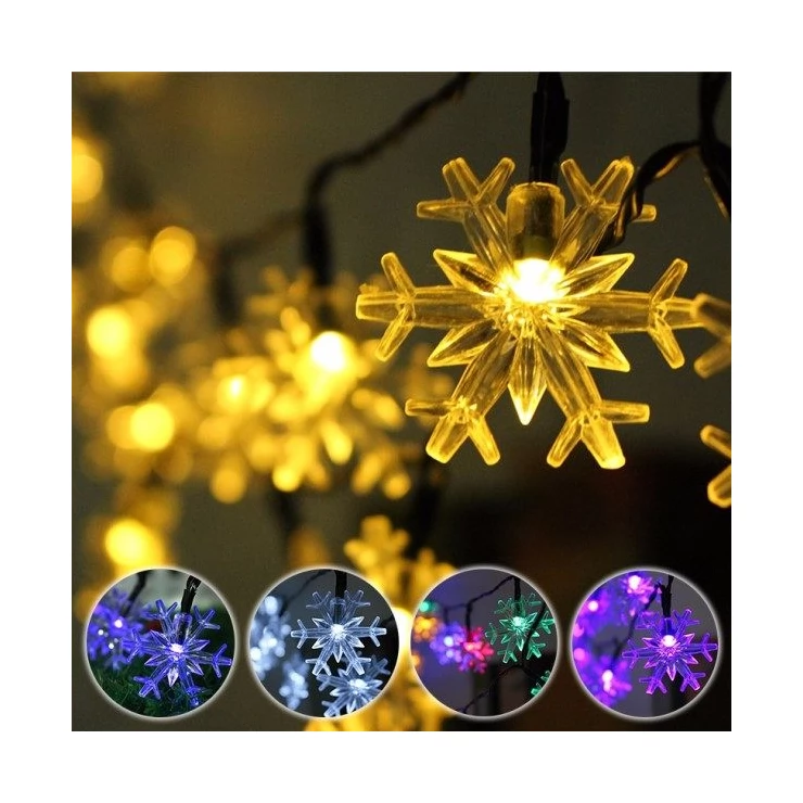 Snowflakes 20 LED Solar Christmas Lights Tree Decoration Fairy String