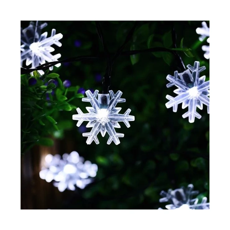 Snowflakes 20 LED Solar Christmas Lights Tree Decoration Fairy String