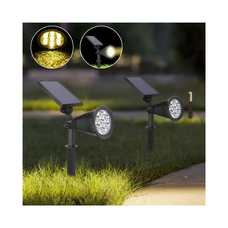 Outdoor Bright 7 LED Solar Spot Light with Universal Wall or Ground Stake Mount for Garden Lawn Tree Landscape Decoration