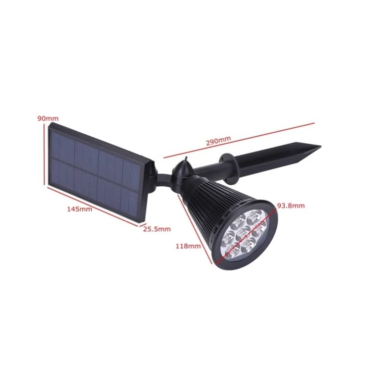 Outdoor Bright 7 LED Solar Spot Light with Universal Wall or Ground Stake Mount for Garden Lawn Tree Landscape Decoration