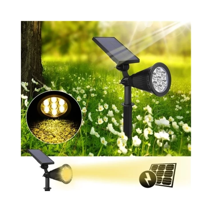 Outdoor Bright 7 LED Solar Spot Light with Universal Wall or Ground Stake Mount for Garden Lawn Tree Landscape Decoration