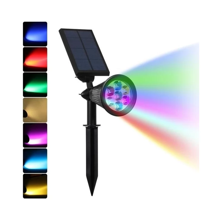 Bright Colour Changing 7 LED Solar Spot Light for Outdoor Garden Tree Landscape Decoration