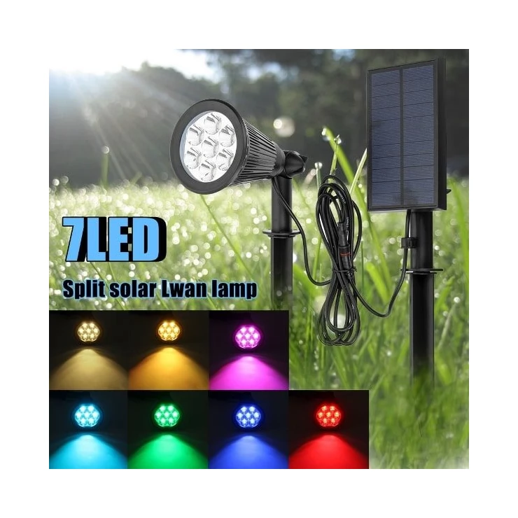 Colour Changing 7 LED Solar Spot Light with Separate Solar Panel