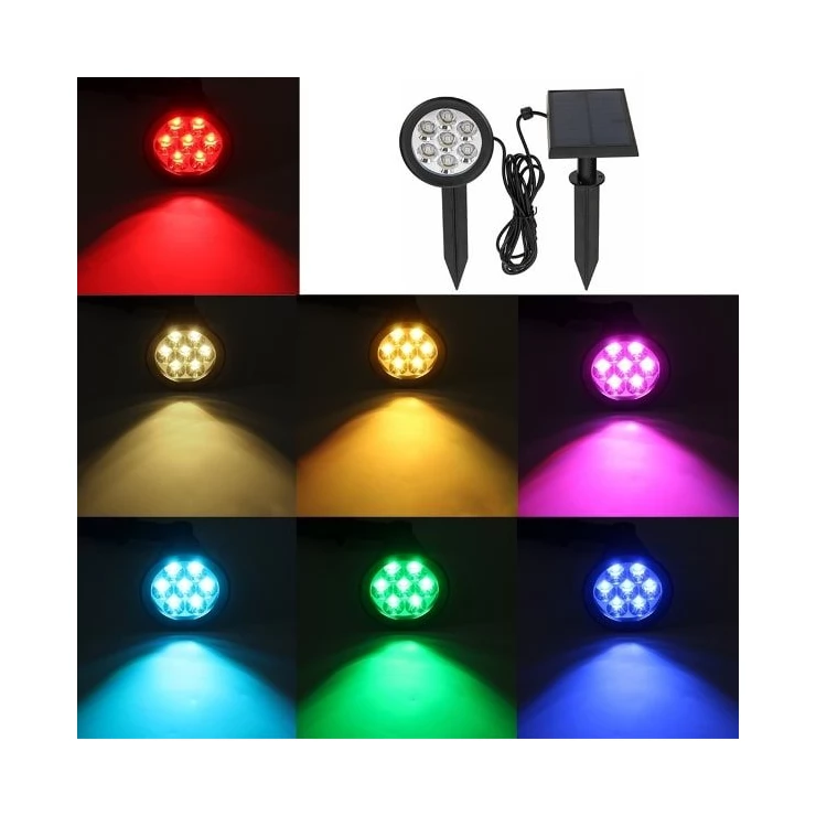 Colour Changing 7 LED Solar Spot Light with Separate Solar Panel
