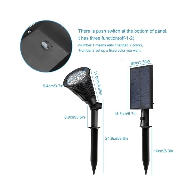 Colour Changing 7 LED Solar Spot Light with Separate Solar Panel
