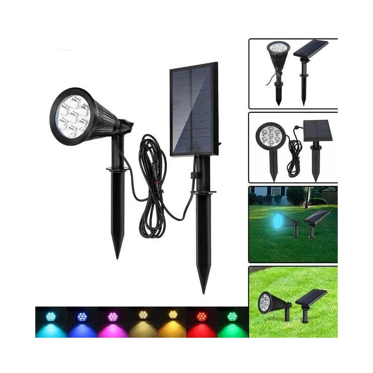 Colour Changing 7 LED Solar Spot Light with Separate Solar Panel