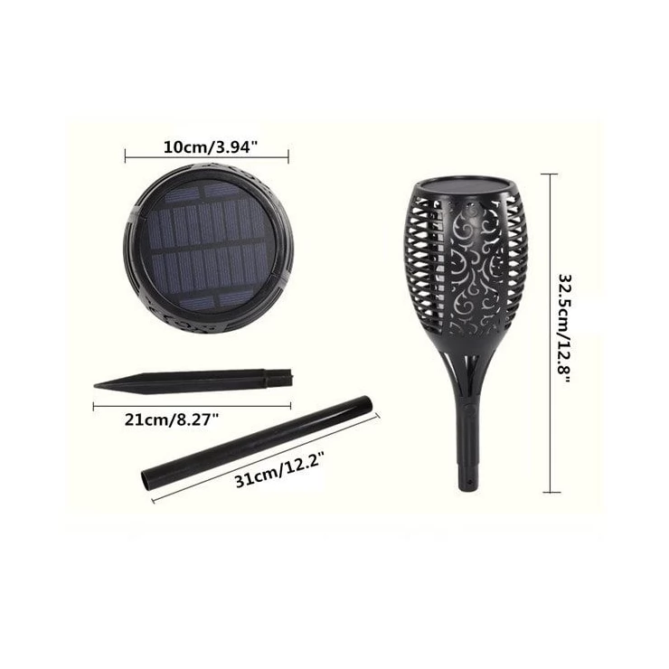 Solar Tiki Path Light 96 LED Flickering Torch for Landscape - Set of 2