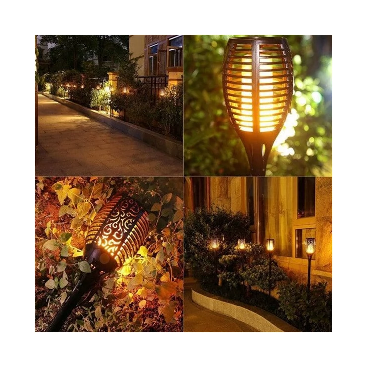Solar Tiki Path Light 96 LED Flickering Torch for Landscape - Set of 2