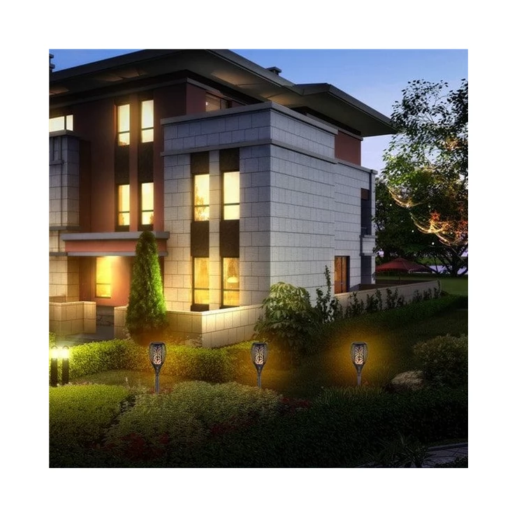 Solar Tiki Path Light 96 LED Flickering Torch for Landscape - Set of 2