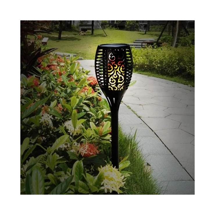 Solar Tiki Path Light 96 LED Flickering Torch for Landscape - Set of 2