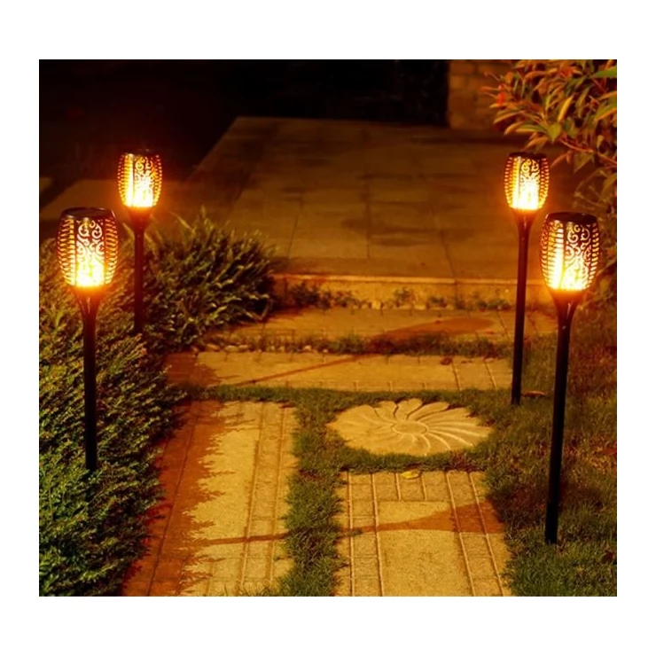 Solar Tiki Path Light 96 LED Flickering Torch for Landscape - Set of 2