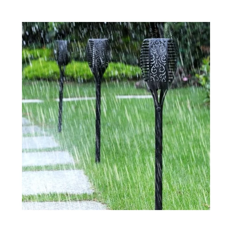 Solar Tiki Path Light 96 LED Flickering Torch for Landscape - Set of 2