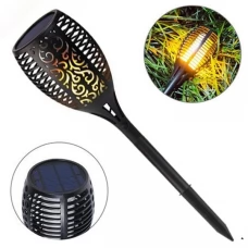 Flickering Tiki Solar Flame Torch 96 LED Outdoor Garden Path Light